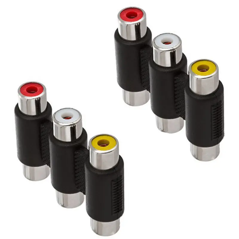 3 RCA AV Audio VideoหญิงหญิงCouplerแจ็คอะแดปเตอร์3RCAเชื่อมต่อใหม่