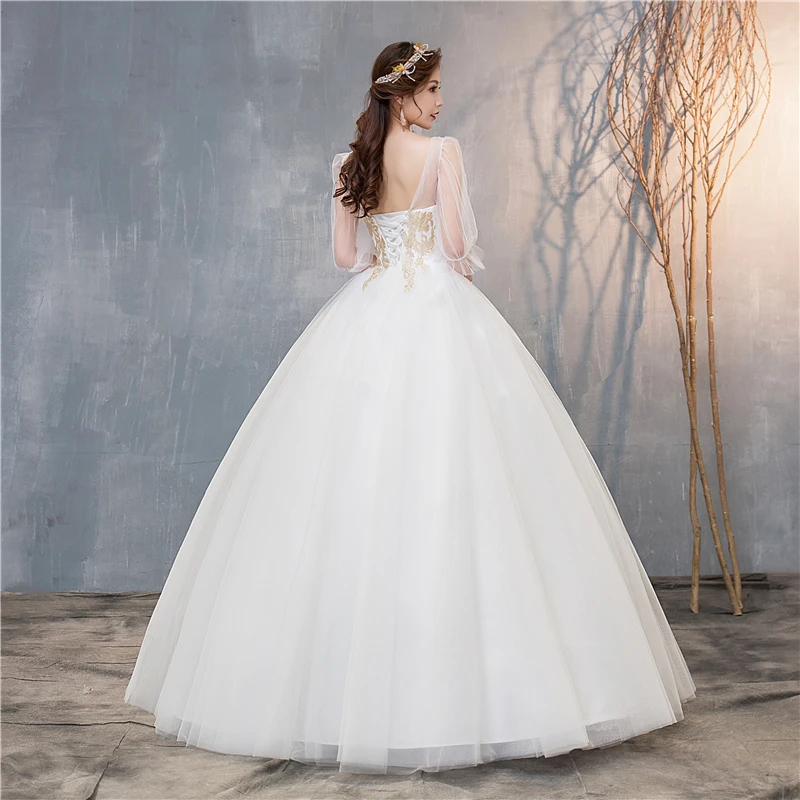 2019 ใหม่สไตล์ Vestidos De Novia O-Neck ครึ่งแขน Tulle เจ้าสาว Gowns PLUS ขนาดราคาถูก Robe De mariage 20