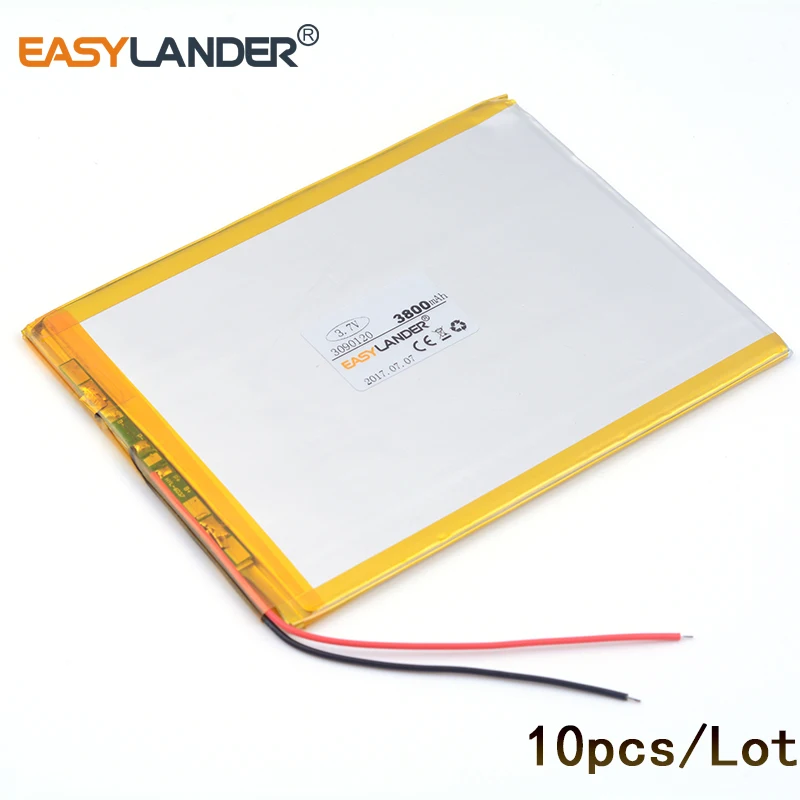 

3090120 10pcs 3.7V 3800mAh Rechargeable Li-Polymer Li-ion Battery For Notebook E-Book Power Bank Portable dvd tablet PC 0390120