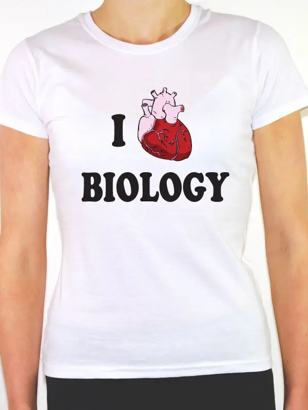 2019 New Pure Cotton Short T Shirt I Love Biology - Science / Heart / Organs / Fun / Novelty Themed Womens T-Shirtv Neck Shirt