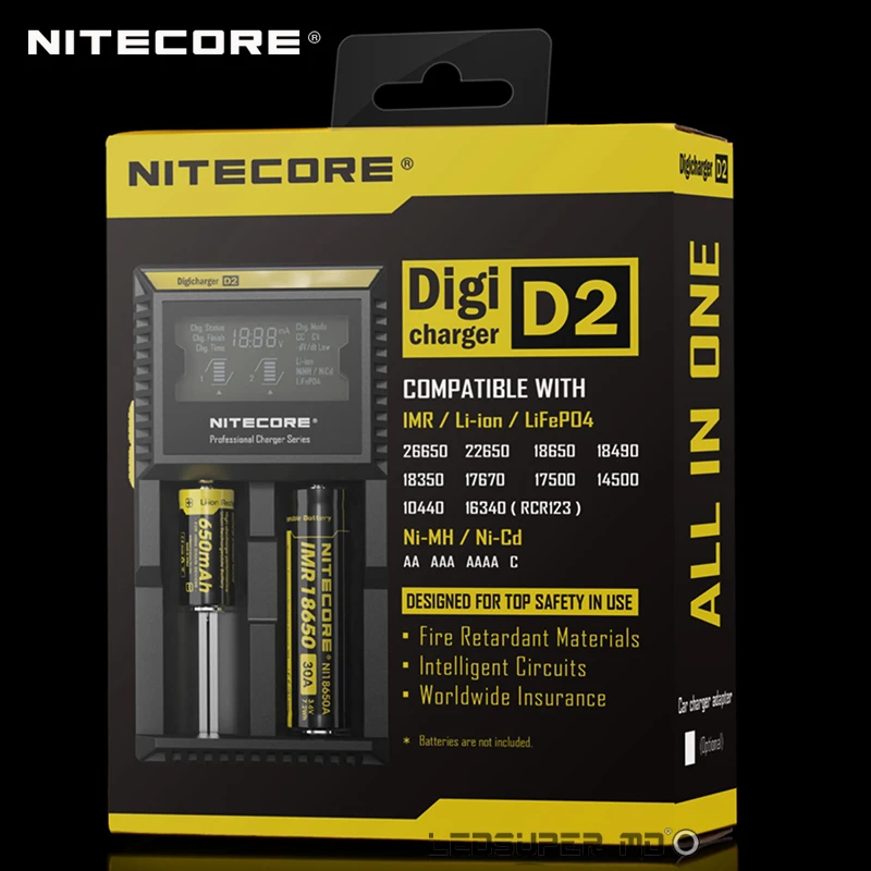 

New Benchmark in Intelligent Chargers Nitecore D2 LCD Displays Digital AA / 18650 Battery Charger for Flashlight