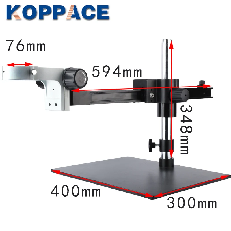 KOPPACE-مجهر ستريو 76 مللي متر ، دعم ذراع الفتحة ، منصة 400 × 300 مللي متر ، نطاق حركة 320 مللي متر