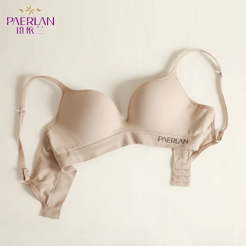 PAERLAN Japanese Solid Vest Small Cup Type Sports  Bra  Push Up Two Rows of Seamless  Underwear Woman Back Closure Wire Free