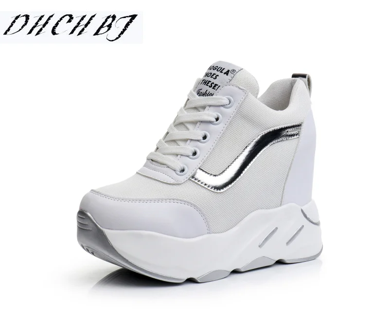 2024 New Women Platform Casual Shoes Mesh Breathable Wedge Heels Shoes 12 CM Autumn Thick Sole Sneakers Woman Deportivas Mujer