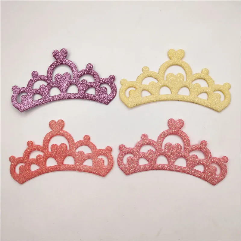 20pcs/lot 10cm Mixed Glitter Fabric Patches Glitter Crown Applique for Craft/Clothes DIY Scrapbooking Accessories