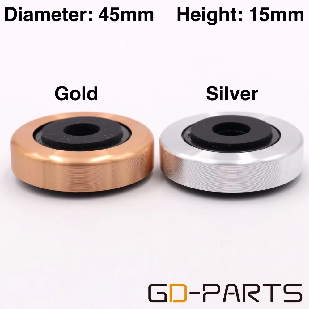 45x15mm Aluminum Plastic Speaker AMP Isolation Feet Pad Stand Base Mat For Cabinet CD Player Turntable DAC Radio Silver Gold