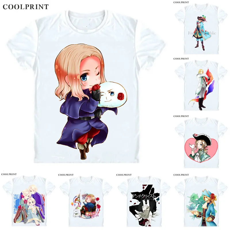 Coolprint France G8 Francis Bonnefoy T Shirt Axis Powers Hetalia Men Casual TShirt Premium T-Shirt Printed Short Sleeve Shirts