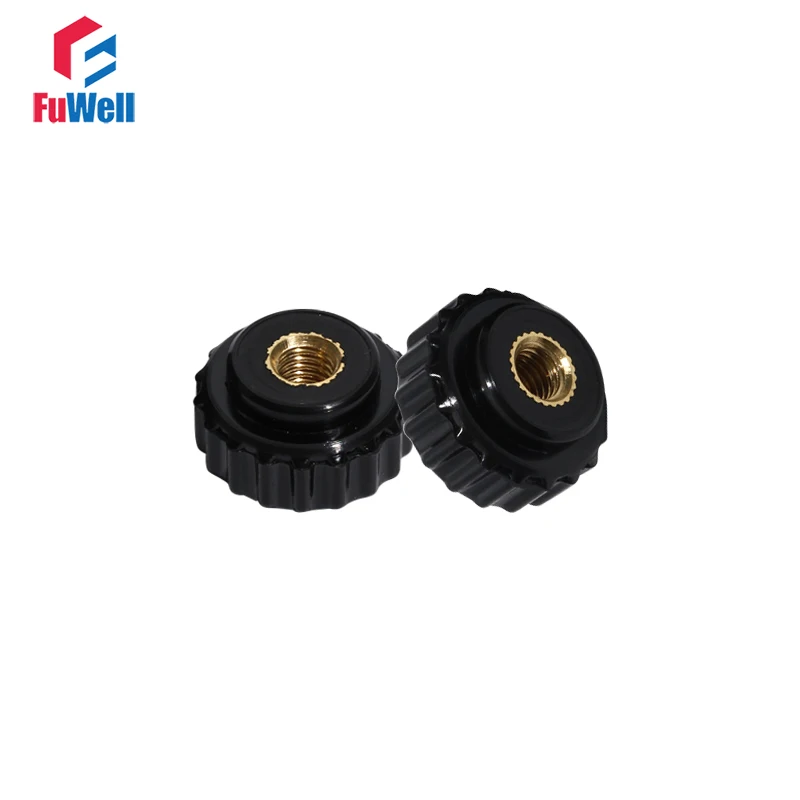 Female Thread Knurled Knob Handle M4/M5/M6/M8/M10/M12 Bakelite Tighten Nuts Clamp Black Mechanical Thumb Nut Grip Knobs