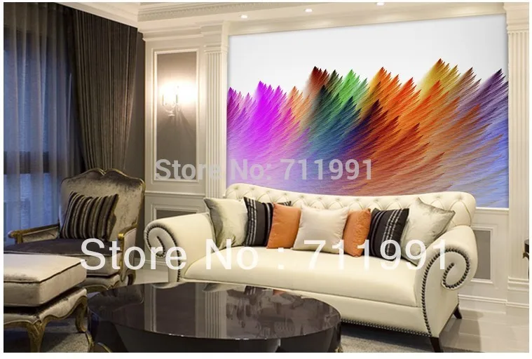 2015 New Arrival New Free Shipping Rainbow Colored Wallpaper Artistic Personality Living Room Sofa Bedroom Murals Custom Size