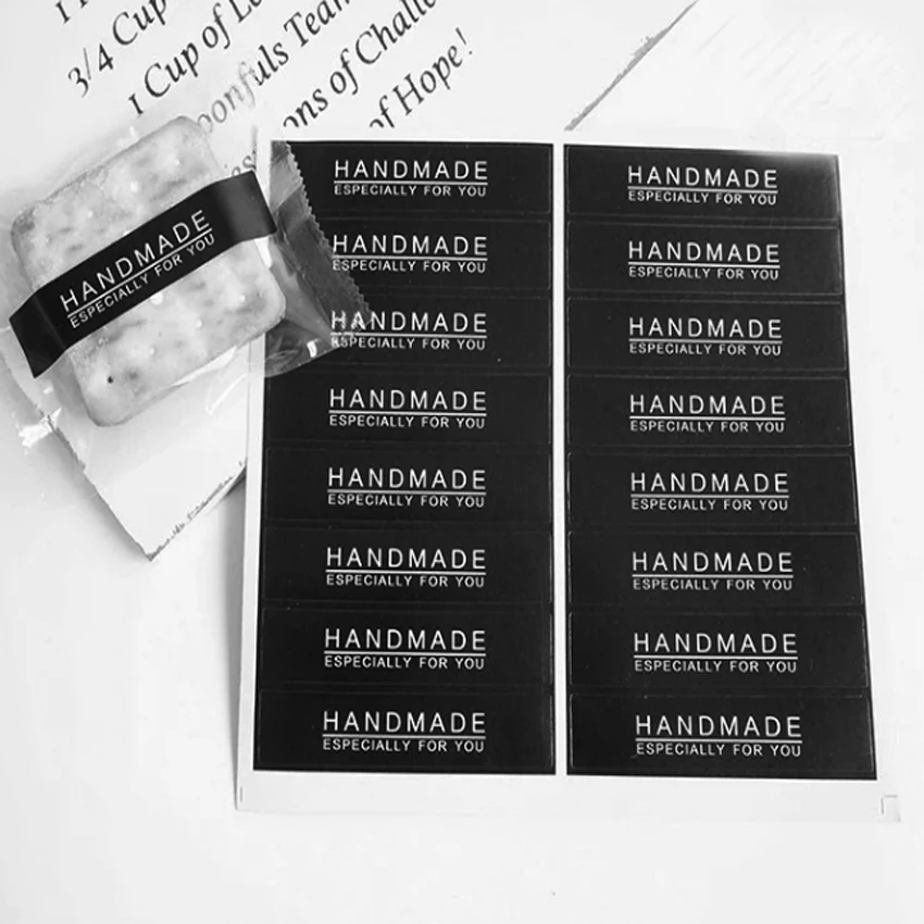 160pcs/pack Simple Black Handmade Rectangular sealing Stickers Labels Sealing Sticker Gift Tag Gifts Decoration DIY gift sticker