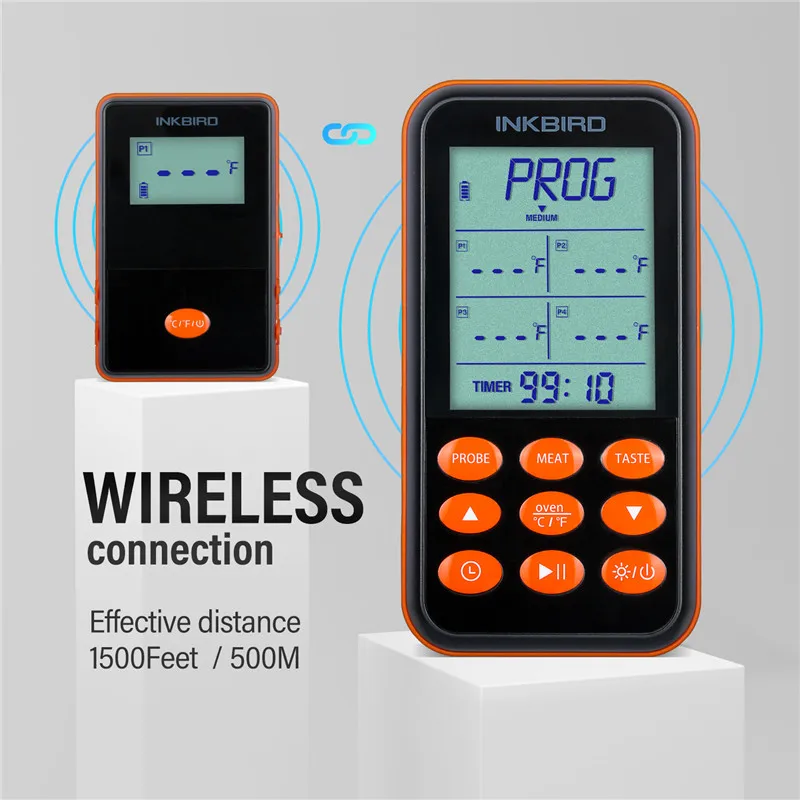 Imagem -05 - Inkbird Irf4s Quatro Sondas Remoto sem Fio à Prova Dwireless Água Grill Termômetro 1000 Pés Sinal Usb Cabo de Carregamento Laranja