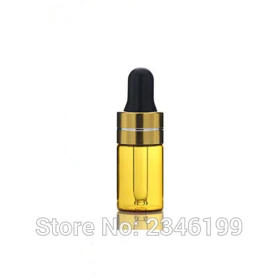 

3ML 100Pcs/Lot Sliver or gold Amber Bottle ,Sliver Or Gold Transparent Bottle With Hoary Head Or Black Head Empty Galss Bottle