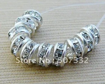 

free shipping 6mm silver colour Clear Crystal Rondelle Bead Caps Spacer 200pcs/lot