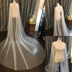 Nueva capa de boda Simple para mujer, chaquetas de tul blanco marfil, chal de tren largo, accesorios de hombro, chaqueta hecha a medida