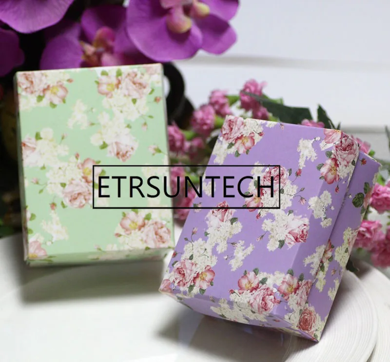 500pcs European Style Flower Pattern Paper Box Packaging Gift Boxes With Lids Cardboard Jewelry Box Wedding Favor Boxes