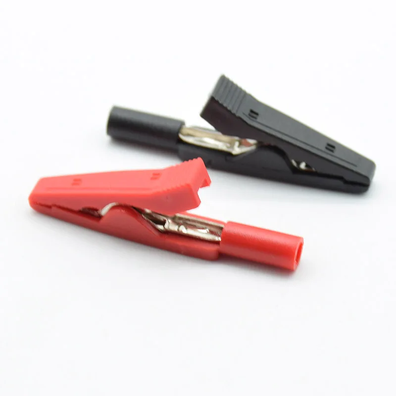 2mm Brass 5 Colors Insulated Mini Test Alligator Clip With 2mm female Banana Jack red black green blue yellow