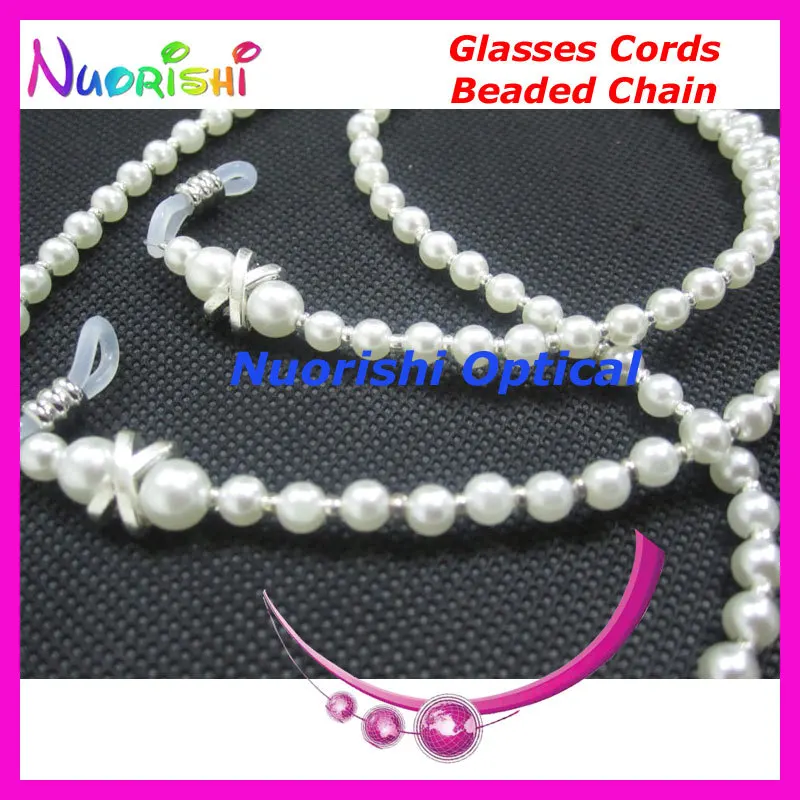 

Retail Fashion White Copy Pearl Beaded Eyeglasses Sunglasses Eyewear Chain Cords Lanyard Rope Holder free shipping L832