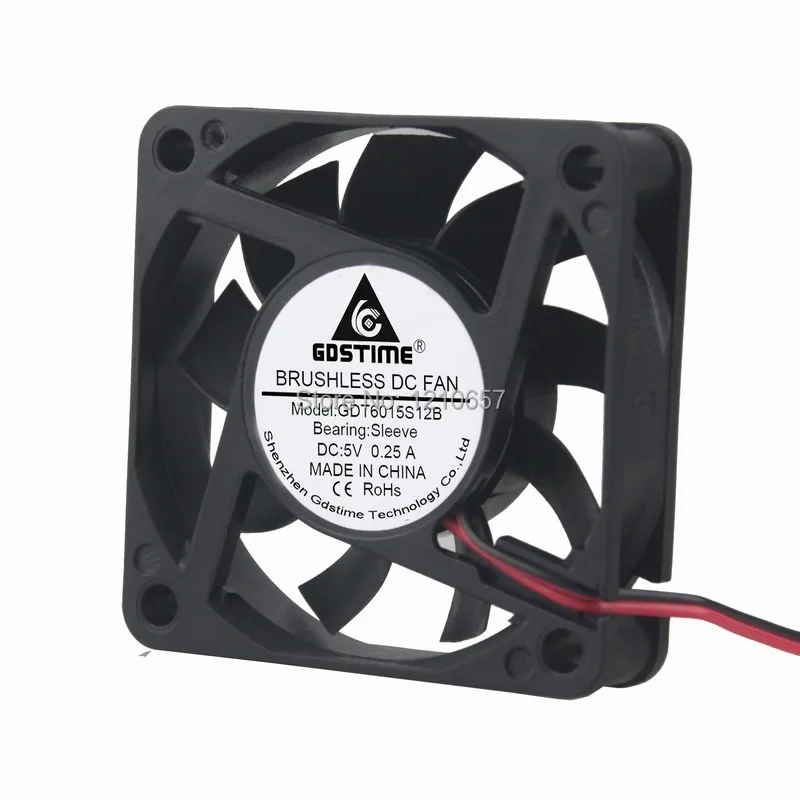 

5 Pieces LOT Gdstime Motor 6015s 60mm 60x15mm 6cm DC 5V 2Pin Brushless Cooler Cooling Fan