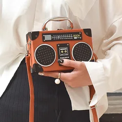 Retro radio scatola di stile dell'unità di elaborazione borsa delle signore di cuoio del sacchetto di spalla della catena della borsa crossbody delle donne del sacchetto del messaggero flap