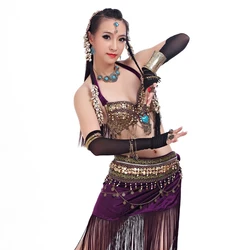 Women Dancewear Size S-XL Outfit 2 pieces Bra and Hip Scarf Overskirt Tribal Belly Dance Costume Set