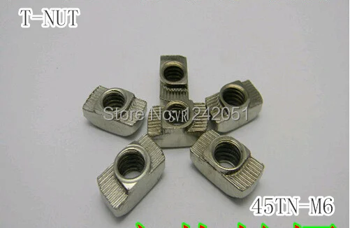 50PCS M6 T nut Hammer Head Fasten Nut Connector Nickel Plated for 45 series Slot Groove 10 Aluminium Profile Accessories