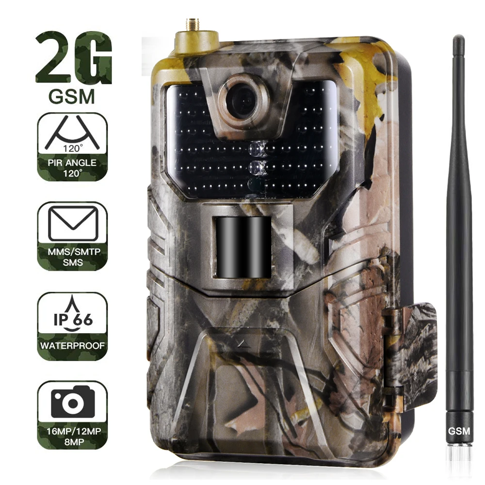 Caméra de chasse sans fil avec vision nocturne cellulaire, 20MP, 1080P, 2G SMS MMS SMTP Email, HC900M permission