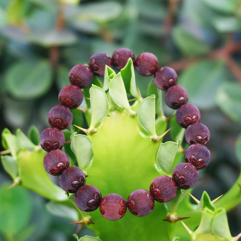 8mm 10mm 12mm 15mm Natural Red Sandalwood Napped Beads with Flower Beads Japa Mala Prayer Bracelet Necklace