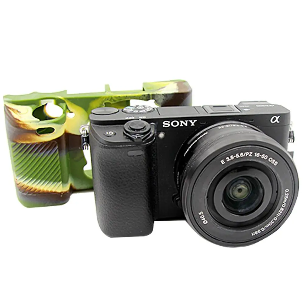 Funda protectora de silicona de goma para Sony Alpha A6400 A6300, funda de piel con marco Protector