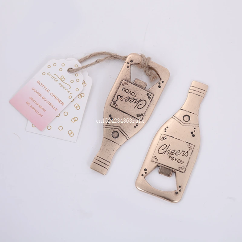 

50pcs Creative Beer Bottle Openers with Tags Alloy Wine Openers with word"Cheers to you" Free Shipping