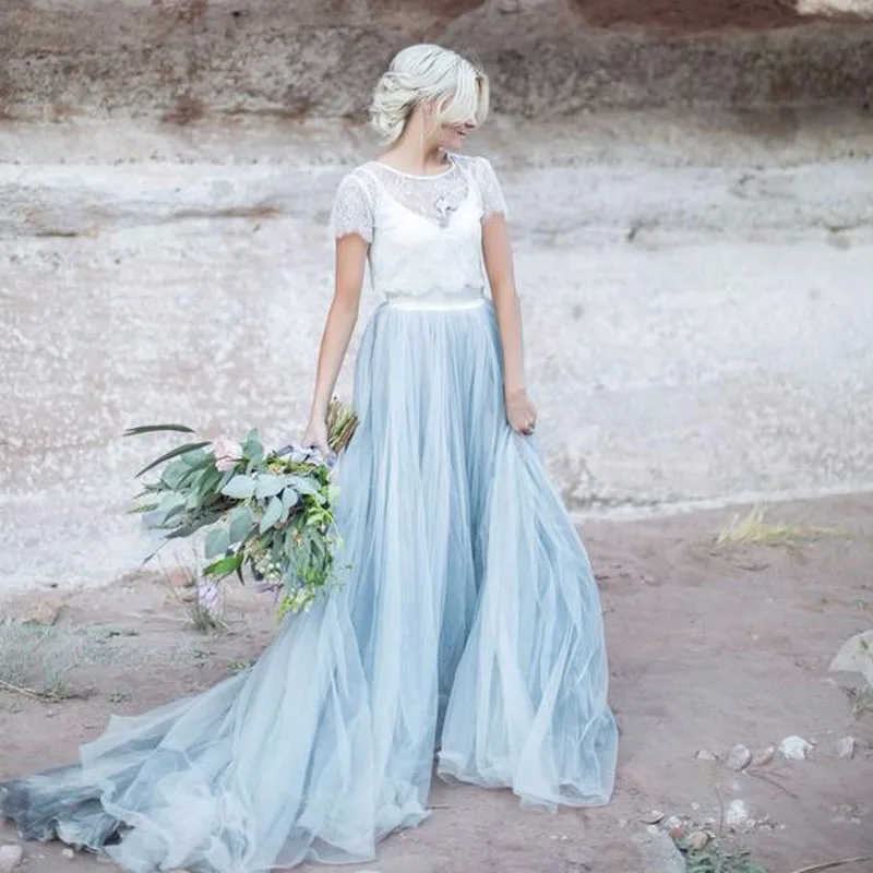 2023 Custom Made Soft Tulle Skirts For Bridal To Wedding Floor Length Tutu Skirt For Women Elastic Style Sky Blue Maxi Skirt