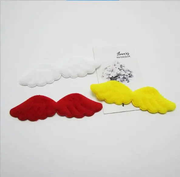 40pcs/lot 10.5x3.5cm Mixed Padded Furry Felt Angel wing Shape Appliques For Kid DIY Patch And Baby Headwere Accessories