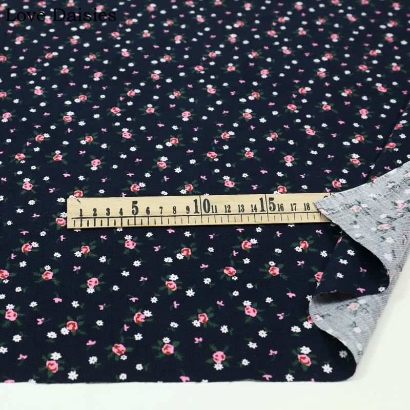 100% Cotton Pastoral BROWN Fuchsia BLUE BLACK Small Pink Brown White Flowers Floral Slim Corduroy Fabric For Apparel Dress Shirt