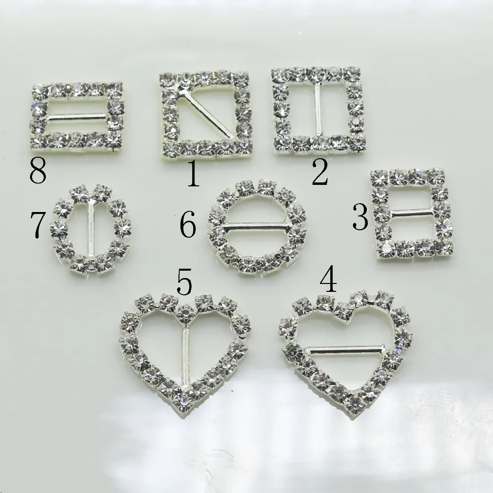 Stunning Clear Rhinestone Buckle, Metal Brass, Shiny Ribbon Slider, Wedding Gift, Packing Bag, Shoes Accessory, 10Pcs, Hot Sale