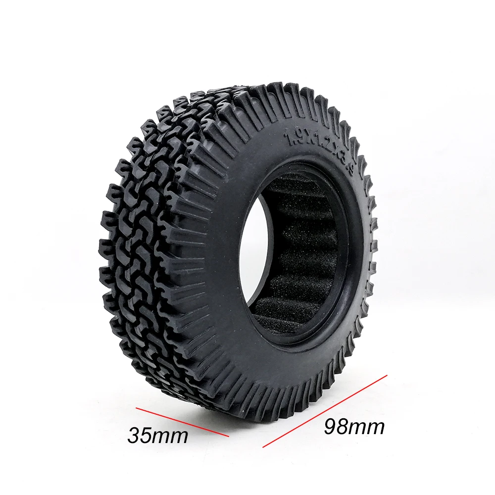 4Pcs RC 1:10 Crawler Beadlock Wheels Tire 1.9 Inch Rubber Wheel Tire 98mm Tyre For RC Car Tamiya Truck Axial SCX10 S347