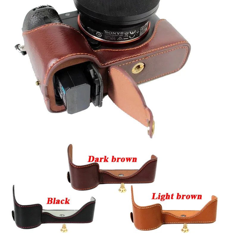 Genuine Leather Camera case Half Bag for For Sony ILCE-7M2 A7 Mark II A7R II  Real leather High Quality Protect case