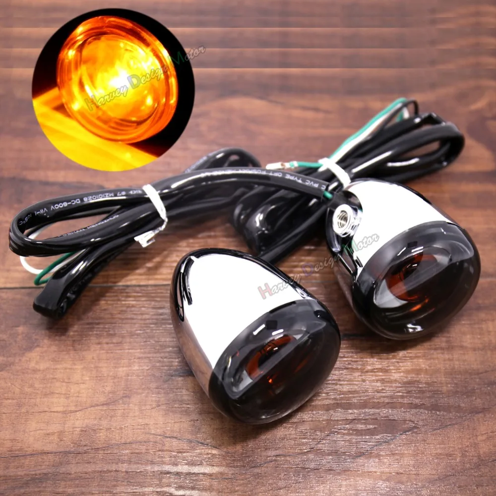 

Rear Chrome Deuce/Bullet Rear Turn Signals For Harley Softail Sportster Dyna 883 1200 Model