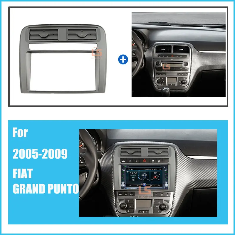 2 DIN Car Radio Fascia Audio Frame For 2005-2009 FIAT GRAND PUNTO LHD Installation kit Dash Bezel Trim Kit Cover Trim , 2din