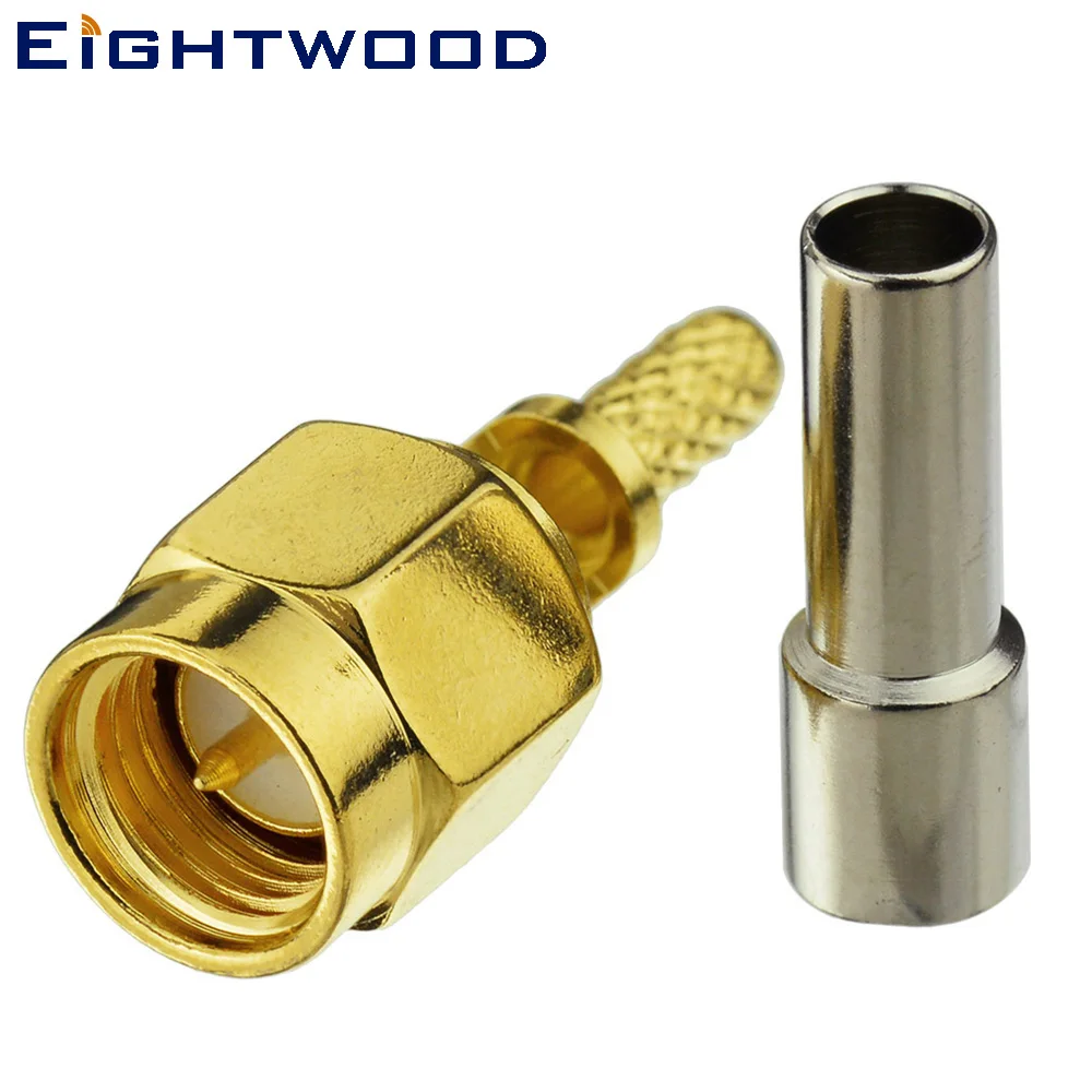 

Eightwood SMA Plug Male Straight Crimp RF Coaxial Connector Adapter for RG316 RG178 RG174, RG188 LMR100 1.13mm 1.37mm Cable