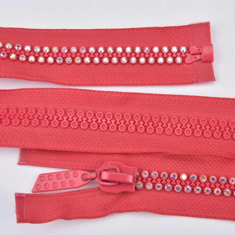 1 Pcs 60cm Rhinestone Zipper High Quality Shiny Open-End Zippers For Sewing Diy Jacket Coat Clothing Accessories