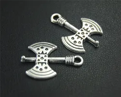 30pcs  Silver Color Axe Charm Pendant DIY Necklace Bracelet Bangle Findings 24x18mm A1848