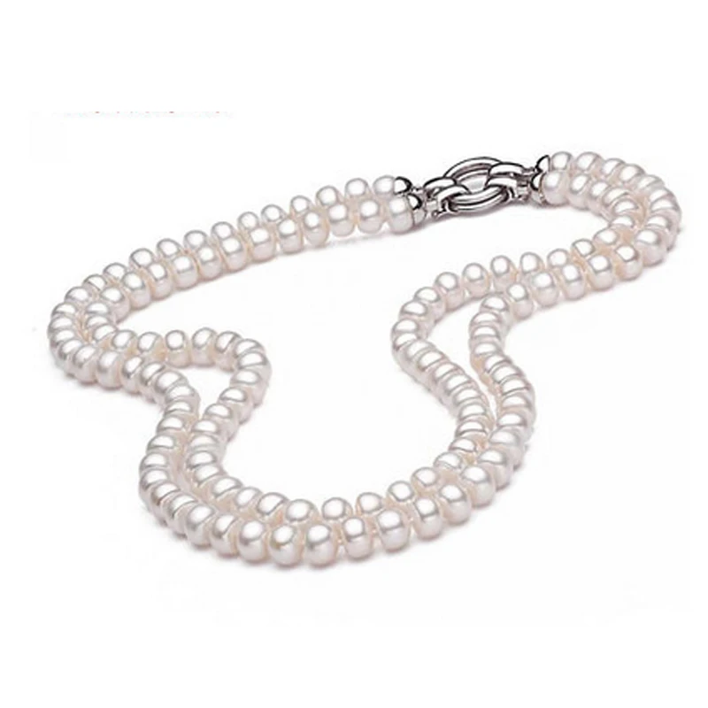 

noble women gift Jewelry Clasp natural 2ROW 9-10MM freshwater pearl necklace A much wear pearl necklace