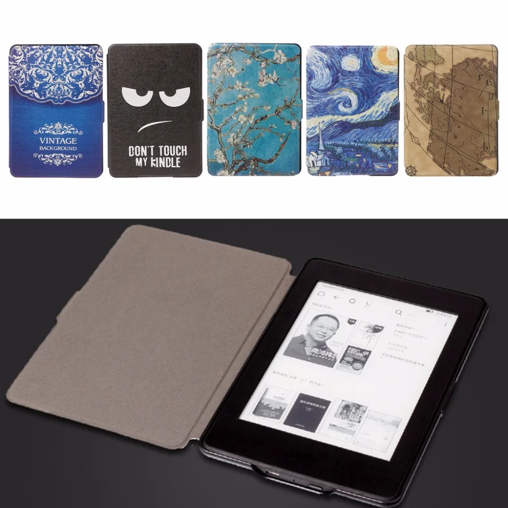 1Pc Slim Faux Leather Folio Flip Case Protective Shell Skin Cover Auto Sleep/Wake For Amazon Kindle Paperwhite 1/2/3 6 Inch