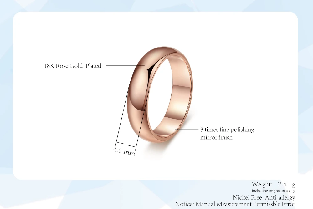 Goldfarbene Hochzeitsringe für Frauen, Versprechungs- und Paarringe, Schmuck für Damen und Herren, einfacher Modeschmuck, Großhandel R049 – Detail 1