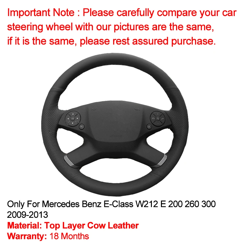 Hand Sewing Car Steering Wheel Cover Top Layer Cow Leather For Mercedes-Benz W212 E-Class E 200 260 300 2009 2010 2011 2012 2013