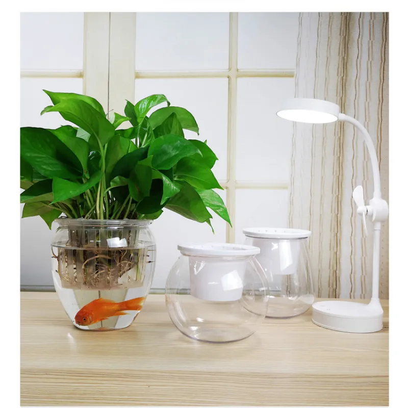 

Imitation Glass Double Layers Transparent Self-Watering Flowerpot Planter Pots For Flowers Potted Plant Desktop Decor