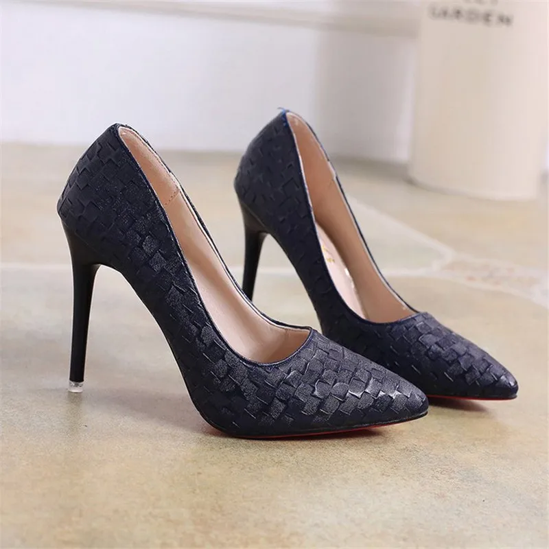 

Women Shoes Stiletto 10cm High Heels Women Pumps PU Leather Pointed Toe Ladies Party Wedding Woman Shoes