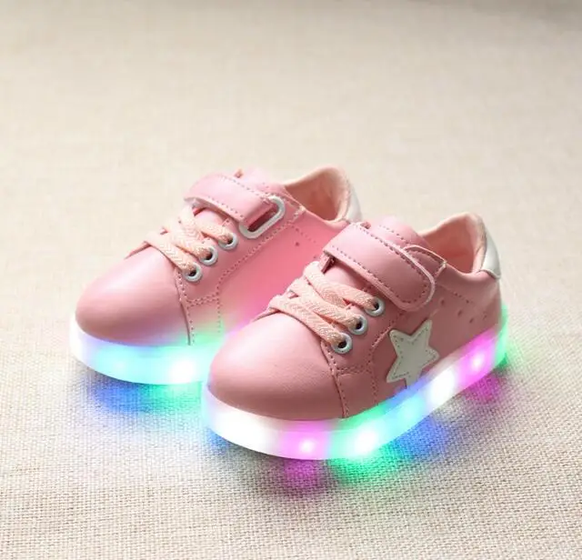 New Boys Girls Children Led Kids Light Up Sports Shoes Luminous Glowing PU Breathable Sneakers Flats  Shoes Size 21-30