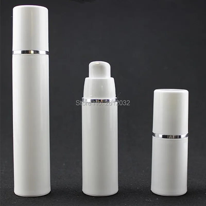 15ml 30ml 50ml PP Airless Bottles White Airless Vacuum Pump Lotion Bottle with Silver Line Cosmetic Packagings F2017492