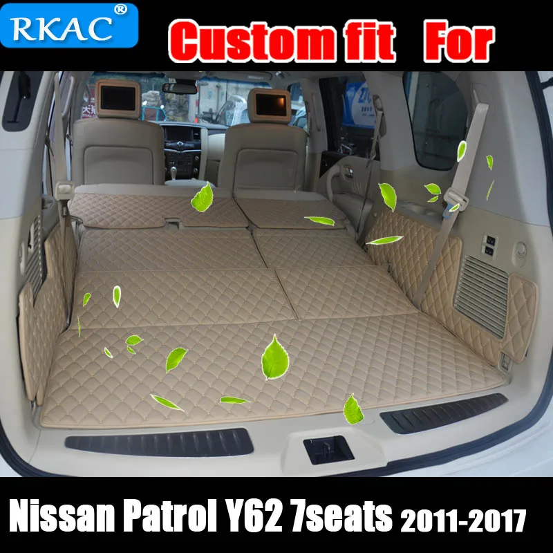 

Custom fit for Special car trunk mats pad for NIssan Patrol y62 7 seats 2011-2017 liner mat boot carpets leather