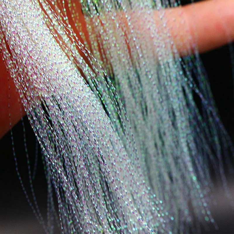 Total 1000strands 4packs set pearlescent / violet flash twisted tinsel Trout Bass streamer Sabaki lure baits fly tying materials